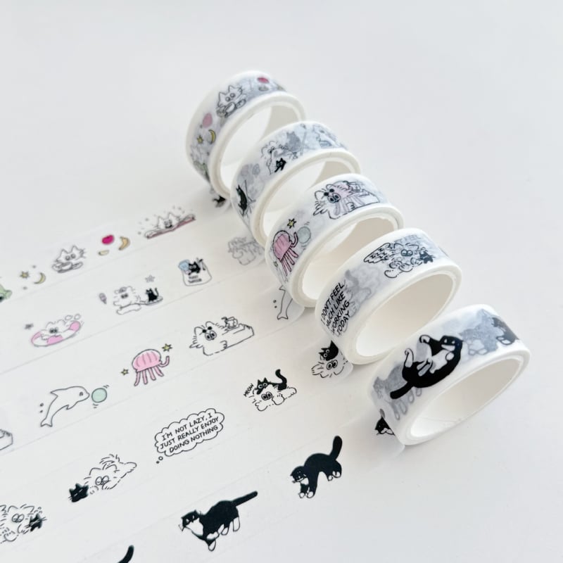 Planerkleebiste komplekt armsate karikatuuride kujundustega ja 5 m washi lint DIY päevikule ja fotoraamatule (Pikkus: 5 m; Paksus: 0,1 mm; Bränd: Muu)