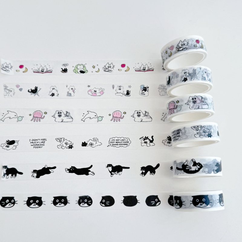 Planerkleebiste komplekt armsate karikatuuride kujundustega ja 5 m washi lint DIY päevikule ja fotoraamatule (Pikkus: 5 m; Paksus: 0,1 mm; Bränd: Muu)