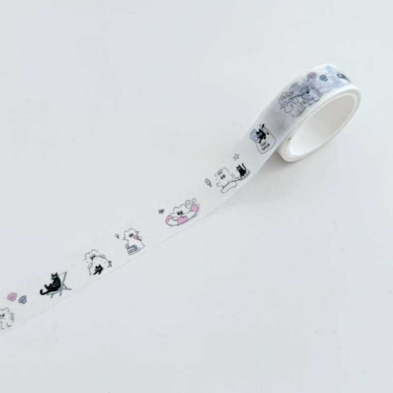 Planerkleebiste komplekt armsate karikatuuride kujundustega ja 5 m washi lint DIY päevikule ja fotoraamatule (Pikkus: 5 m; Paksus: 0,1 mm; Bränd: Muu)