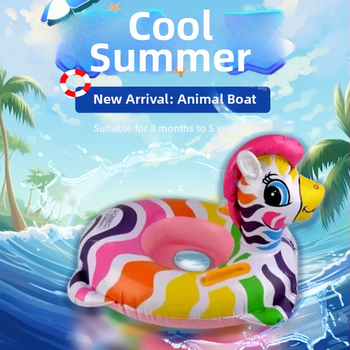 Inel de înot pentru copii, gonflabil, imprimeu cu dinosaur, cu spate, anti-răsturnare, PVC gros 20, destinat înotului și bălăceală