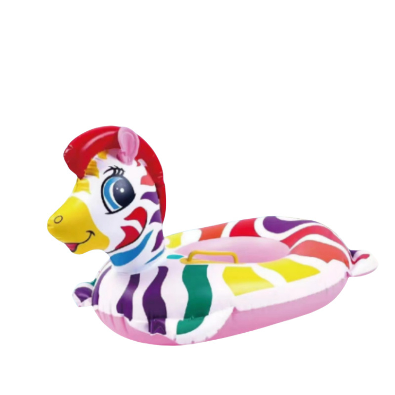 Inel de înot pentru copii, gonflabil, imprimeu cu dinosaur, cu spate, anti-răsturnare, PVC gros 20, destinat înotului și bălăceală