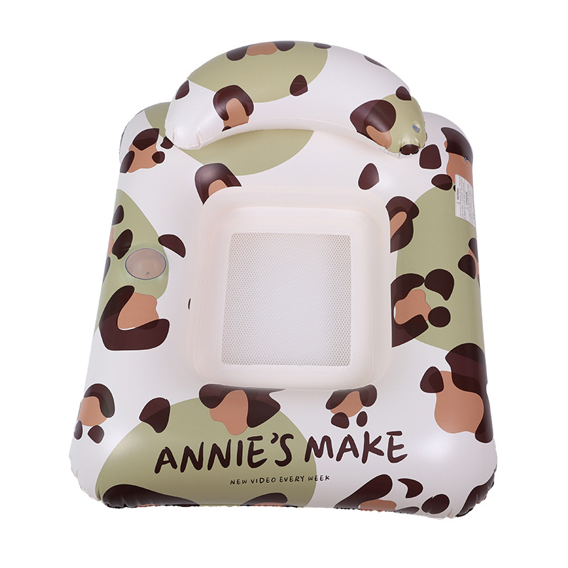 Șezlong gonflabil din plasă cu imprimeu leopard, pentru adulți, PVC ecologic 0.21 mm, umflare manuală, potrivit pentru piscine și plaje