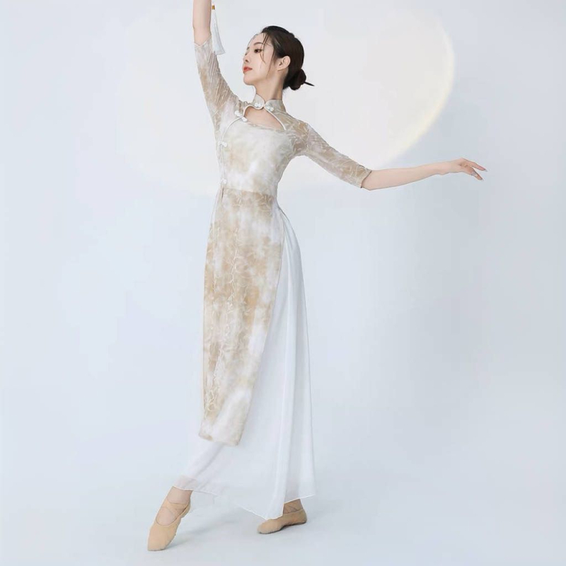 Deju kostîms tautas dejâm, Chenille audums ar Spandex un Polyester, Peiyun