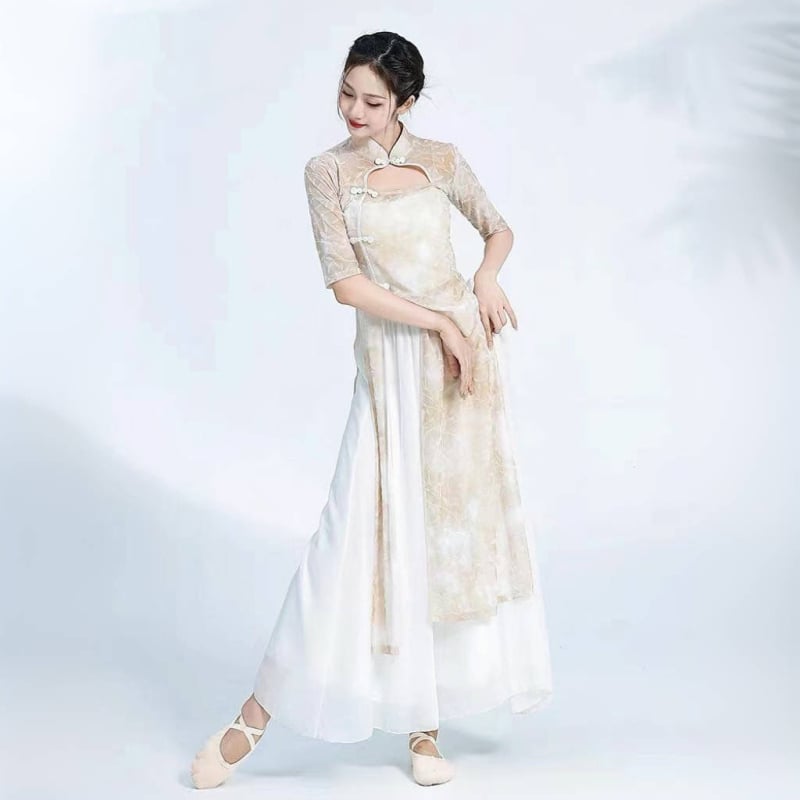 Deju kostîms tautas dejâm, Chenille audums ar Spandex un Polyester, Peiyun