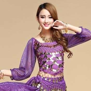 Belly dance praktikas apģērbs, garās piedurknes ar siksniņām, poliesteris, sievietēm, vasara 2025