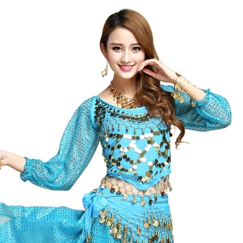 Belly dance praktikas apģērbs, garās piedurknes ar siksniņām, poliesteris, sievietēm, vasara 2025