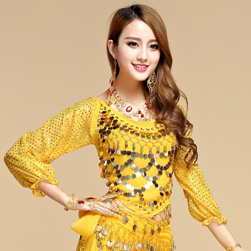 Belly dance praktikas apģērbs, garās piedurknes ar siksniņām, poliesteris, sievietēm, vasara 2025