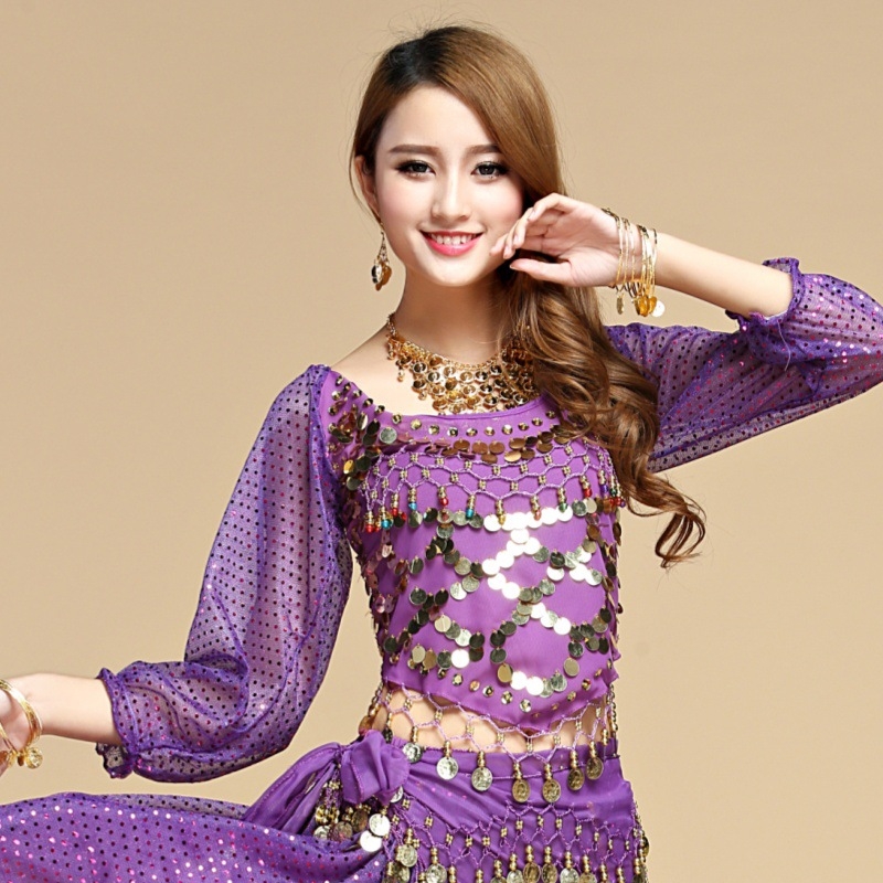 Belly dance praktikas apģērbs, garās piedurknes ar siksniņām, poliesteris, sievietēm, vasara 2025