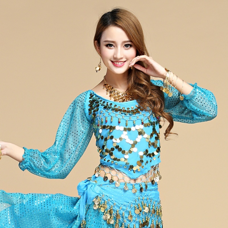 Belly dance praktikas apģērbs, garās piedurknes ar siksniņām, poliesteris, sievietēm, vasara 2025