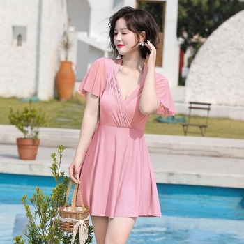 Costum de baie întreg pentru femei, talie înaltă, acoperire conservatoare, suport din oțel și burete pentru sân, țesătură poliester