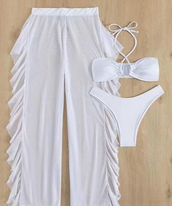 Set de bikini pentru femei din plasă monocromă, cu cupe căptușite, fără suport metalic, poliester 82/18, 300 g, căptușeală 95/05 spandex, pentru înot