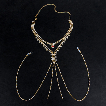 Qing Yi kūno grandinė — rhinestone, baltas kristalas, Princesių serija, lapų dizainas