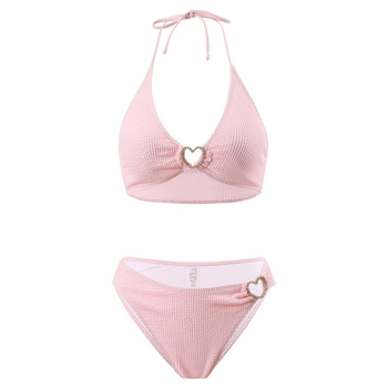 Ženski dvodijelni bikini s halter vratom; bez metalne potpore; tkanina poliester-elastan; podstava poliester s 18% elastana; za plivanje