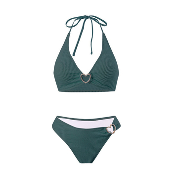Ženski dvodijelni bikini s halter vratom; bez metalne potpore; tkanina poliester-elastan; podstava poliester s 18% elastana; za plivanje