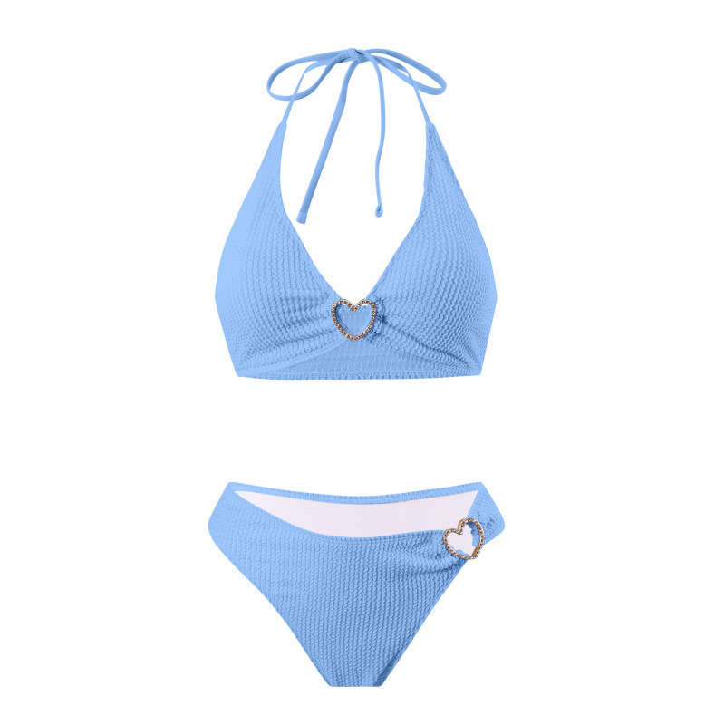 Ženski dvodijelni bikini s halter vratom; bez metalne potpore; tkanina poliester-elastan; podstava poliester s 18% elastana; za plivanje