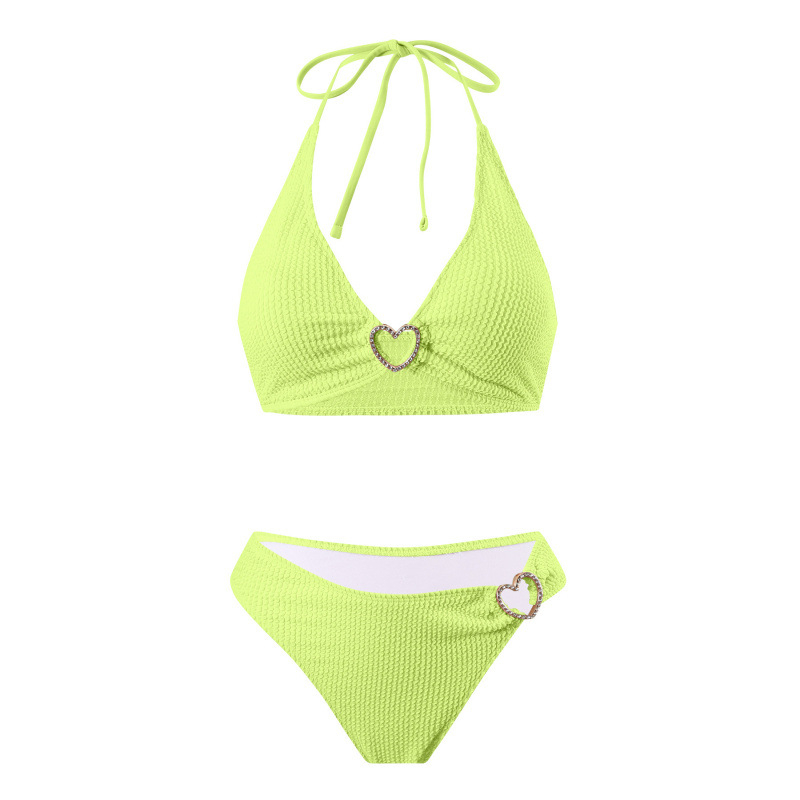 Ženski dvodijelni bikini s halter vratom; bez metalne potpore; tkanina poliester-elastan; podstava poliester s 18% elastana; za plivanje