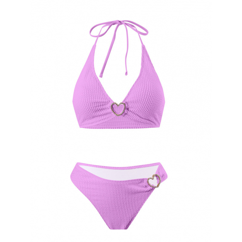 Ženski dvodijelni bikini s halter vratom; bez metalne potpore; tkanina poliester-elastan; podstava poliester s 18% elastana; za plivanje