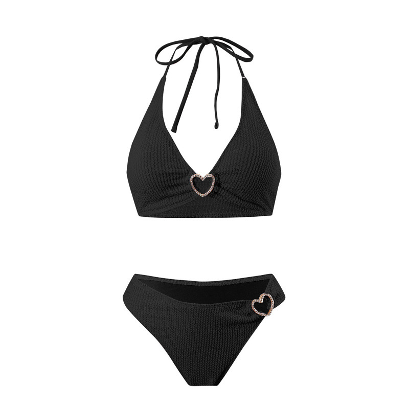 Ženski dvodijelni bikini s halter vratom; bez metalne potpore; tkanina poliester-elastan; podstava poliester s 18% elastana; za plivanje