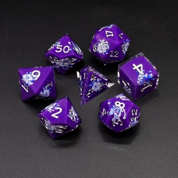 7 dalių dervinių kauliukų rinkinys su Cthulhu tema stalo RPG (D&D), įskaitant D20