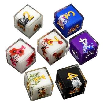 7 dalių dervinių kauliukų rinkinys su Cthulhu tema stalo RPG (D&D), įskaitant D20