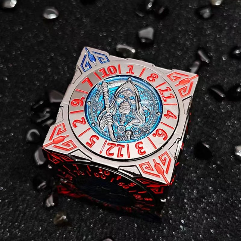 Metalo septyni viename kauliukų rinkinys, poliedriniai kauliukai iš cinko lydinio, apvalinti kampai, D&D ir COC žaidimams