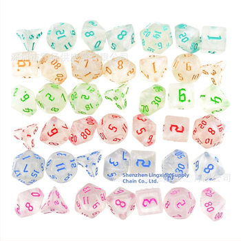 Kauliukai - 7 dalių plastikinė komplektas, daugialypli suapvalintais kampais, pritaikomas