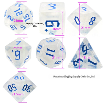 Kauliukai - 7 dalių plastikinė komplektas, daugialypli suapvalintais kampais, pritaikomas