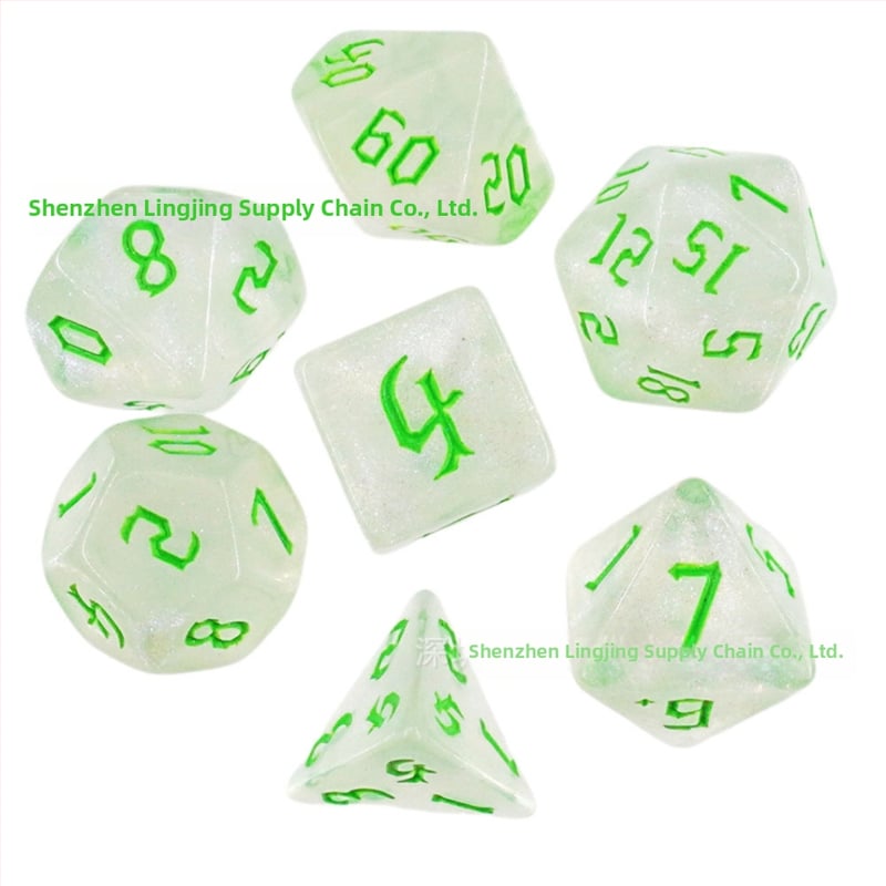 Kauliukai - 7 dalių plastikinė komplektas, daugialypli suapvalintais kampais, pritaikomas