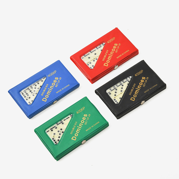 Домино комплект с 28 плочки, двойна шест, цветна кутия, настолна игра шах и карти