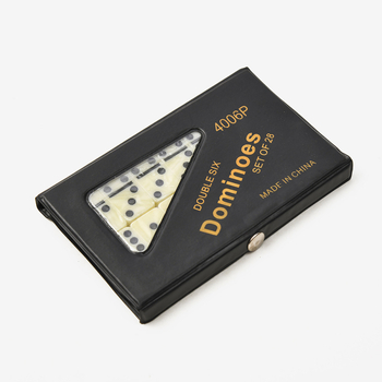 Домино комплект с 28 плочки, двойна шест, цветна кутия, настолна игра шах и карти