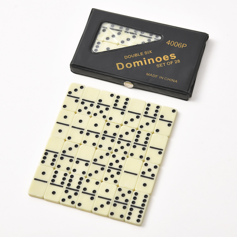 Домино комплект с 28 плочки, двойна шест, цветна кутия, настолна игра шах и карти