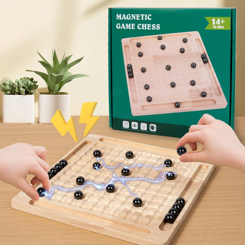 Магнитна шахматна битка - настолна игра за деца, дървена, образователна и интерактивна, за възраст 4–14