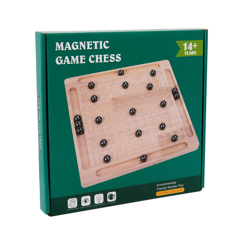 Магнитна шахматна битка - настолна игра за деца, дървена, образователна и интерактивна, за възраст 4–14
