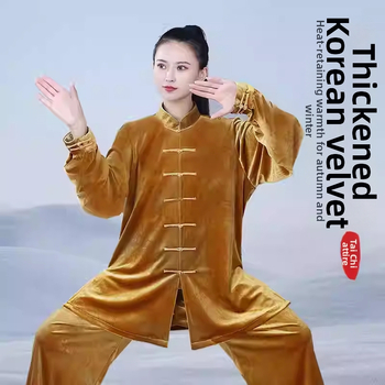 Hongji Tai Chi kostim zlatim baršunom, jesensko-zimski, unisex za odrasle, 2025 novi dizajn za vježbanje Tai Cija i borilačkih vještina
