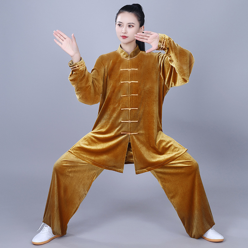 Hongji Tai Chi kostim zlatim baršunom, jesensko-zimski, unisex za odrasle, 2025 novi dizajn za vježbanje Tai Cija i borilačkih vještina