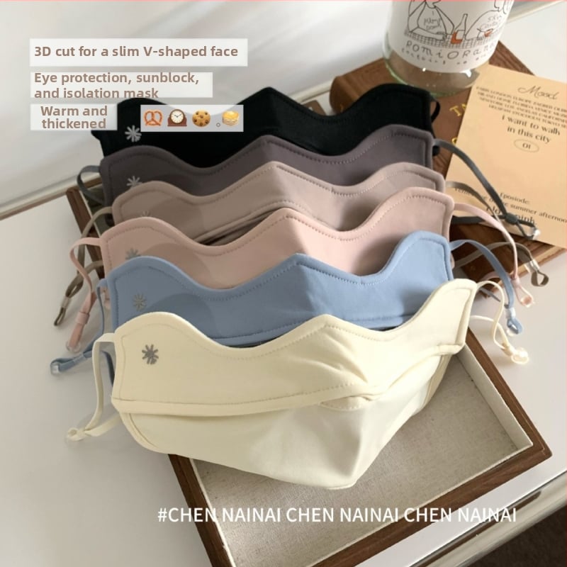 Siltā seja maska ar ausu āķiem, Derong materiāls, šūšana, Kuangmu zīmols, ziema, sieviete