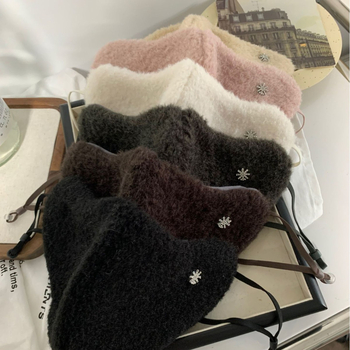 Siltā ziemas sejas maska ar ausu siksniņām, poliestera šķiedra, sievietēm, korejiešu stils