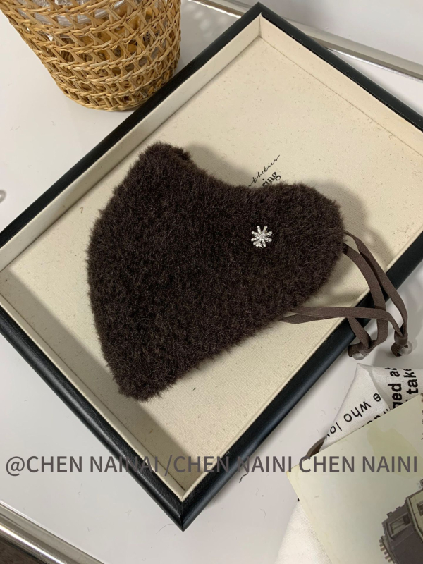 Siltā ziemas sejas maska ar ausu siksniņām, poliestera šķiedra, sievietēm, korejiešu stils