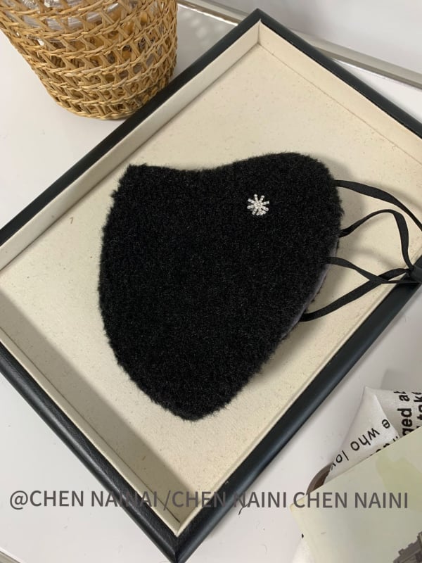 Siltā ziemas sejas maska ar ausu siksniņām, poliestera šķiedra, sievietēm, korejiešu stils