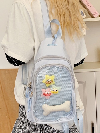 Nailoninė kuprinė, unisex, lengva, jaunimo kampuso stilius, raidžių raštas, išlenkti pečių dirželiai