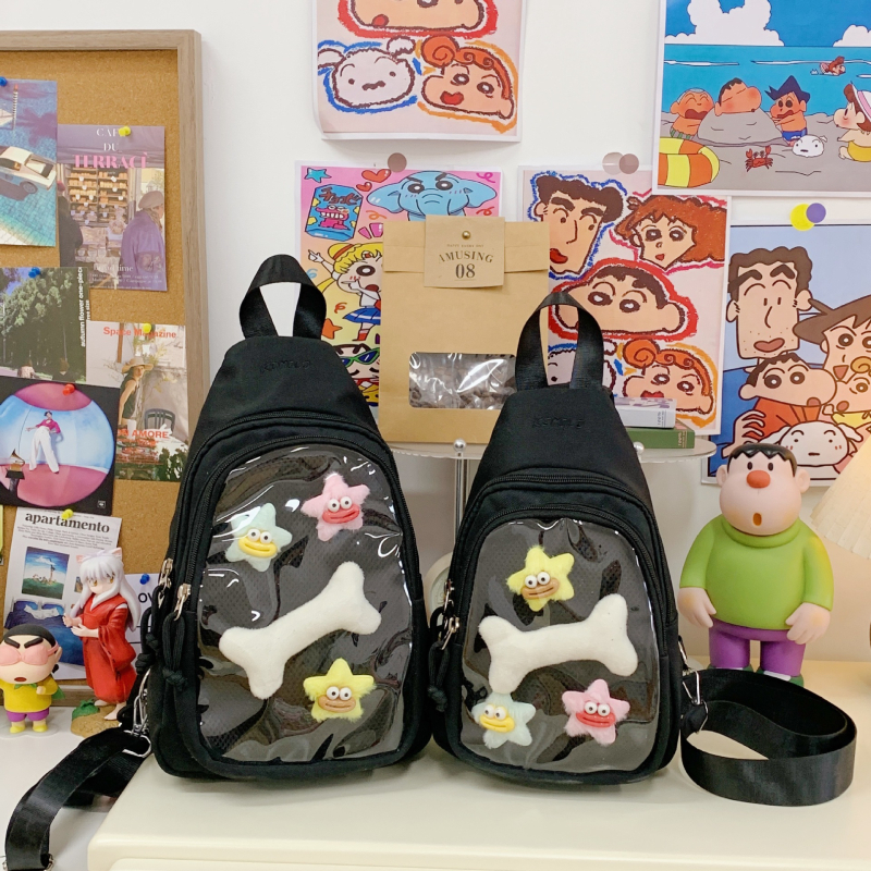 Nailoninė kuprinė, unisex, lengva, jaunimo kampuso stilius, raidžių raštas, išlenkti pečių dirželiai