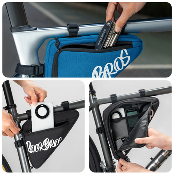 ROCKBROS Trokutna torba za gornji okvir bicikla s torbom za alate na prednjem okviru (poliesterska tkanina; zatvarač od cinkovog legura; kapacitet 1.4L/0.8L; model G001, 30180030)