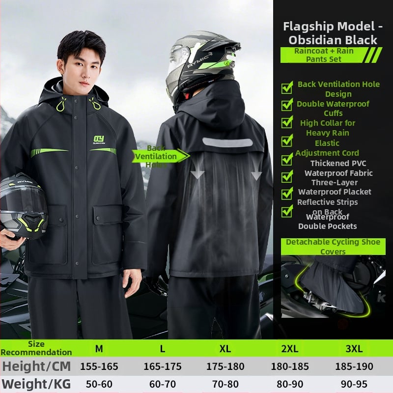Suaugusiųjų lietaus komplektas — atskiras lietaus paltas, unisex viso kūno lietaus drabužiai elektroniniam dviračiui/motociklui, PVC audinys su vandeniui atspariu PVC klijų sluoksniu