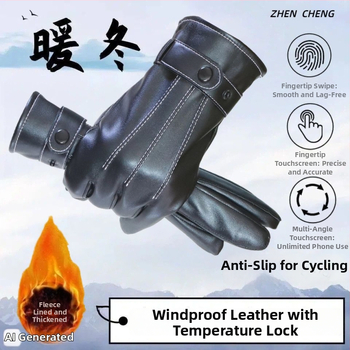 Mănuși din piele pentru ciclism, unisex, cu degete separate, compatibile cu ecran tactil, adulți