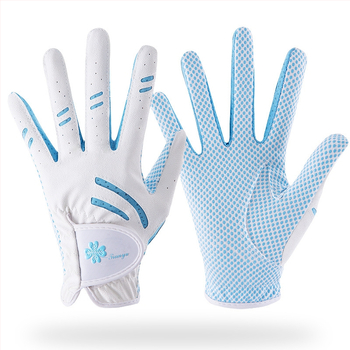 Παιδικά γάντια γκολφ από την TTYGJ — μικροϊνών εποξειδικό ύφασμα + PU + δίχτυ ύφασμα; παλάμη: πολυεστέρας με σιλικόνη; πίσω μέρος χεριού: PU 45% + 55% πολυεστερικές ίνες; δάχτυλα: 90% πολυεστέρας + 10% σπαντέξ