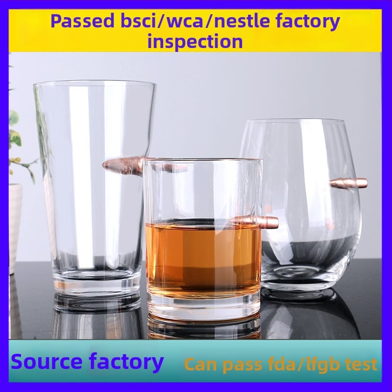 Stiklinė alaus taurelė kulkos formos su logotipu, talpa 401–500 ml, paprastas stilius