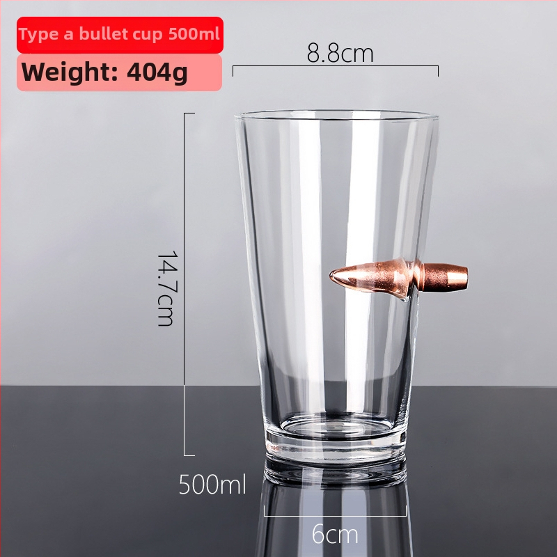 Stiklinė alaus taurelė kulkos formos su logotipu, talpa 401–500 ml, paprastas stilius