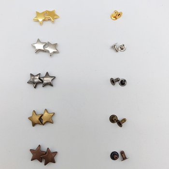 Set de accesorii metalice pentru piele: nituri cu design stea și pentagramă; nit gol; accesorii pentru butoane nit