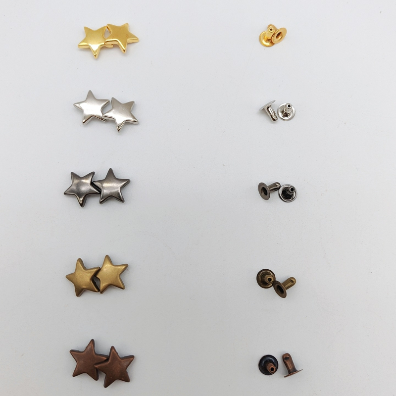 Set de accesorii metalice pentru piele: nituri cu design stea și pentagramă; nit gol; accesorii pentru butoane nit