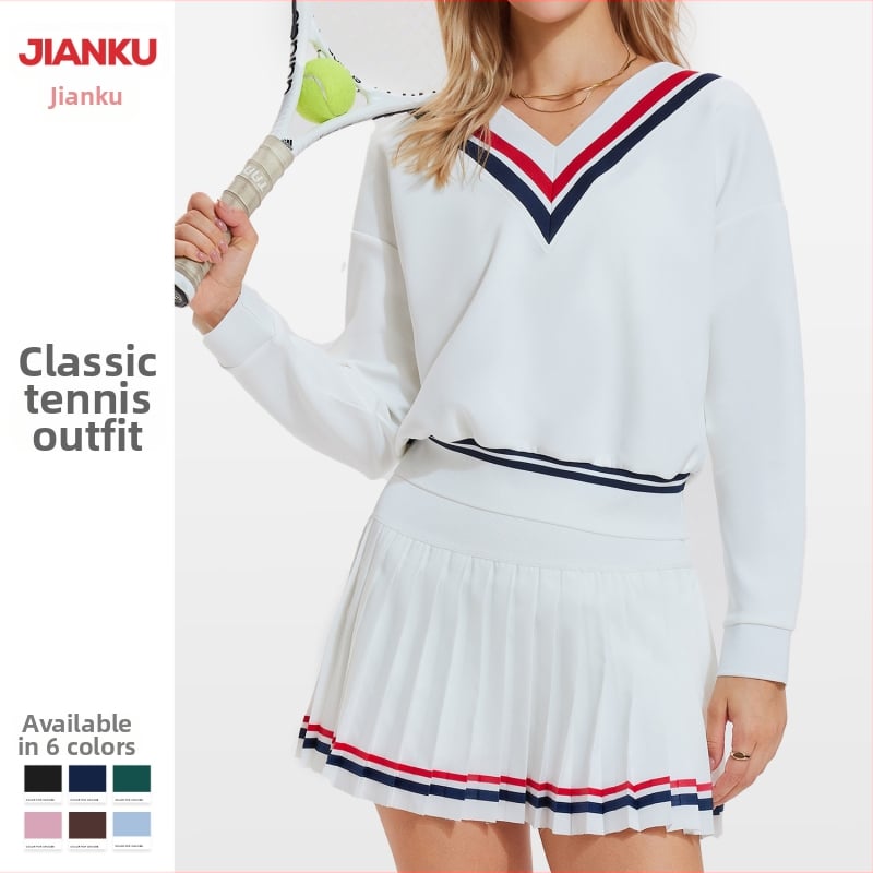 Ženski set dugačkih rukava s polo ovratnikom i V-izrezom, brzo sušenje, najlon-spandeks 80/20